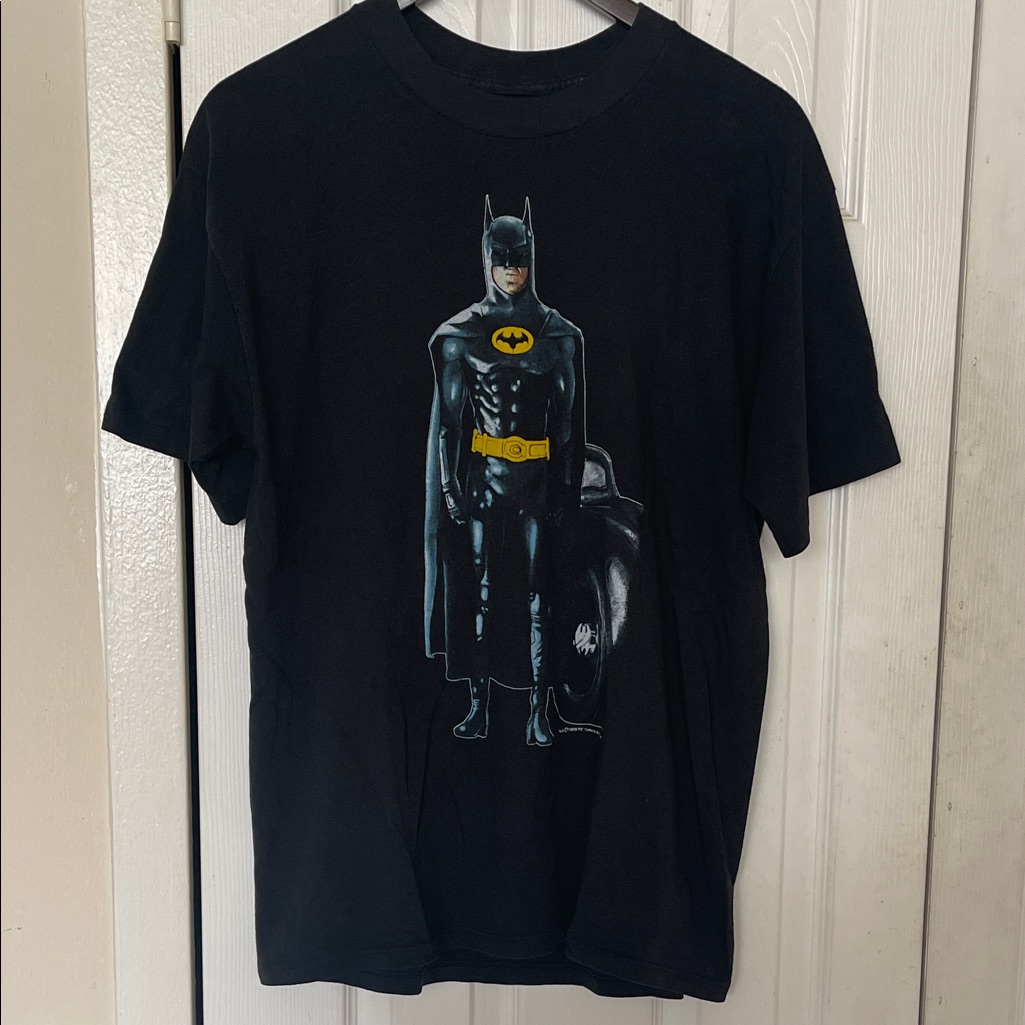 Dc Comics Vtg Batman 1989 Movie (Michael Keaton) T-Shirt Size Large In Black